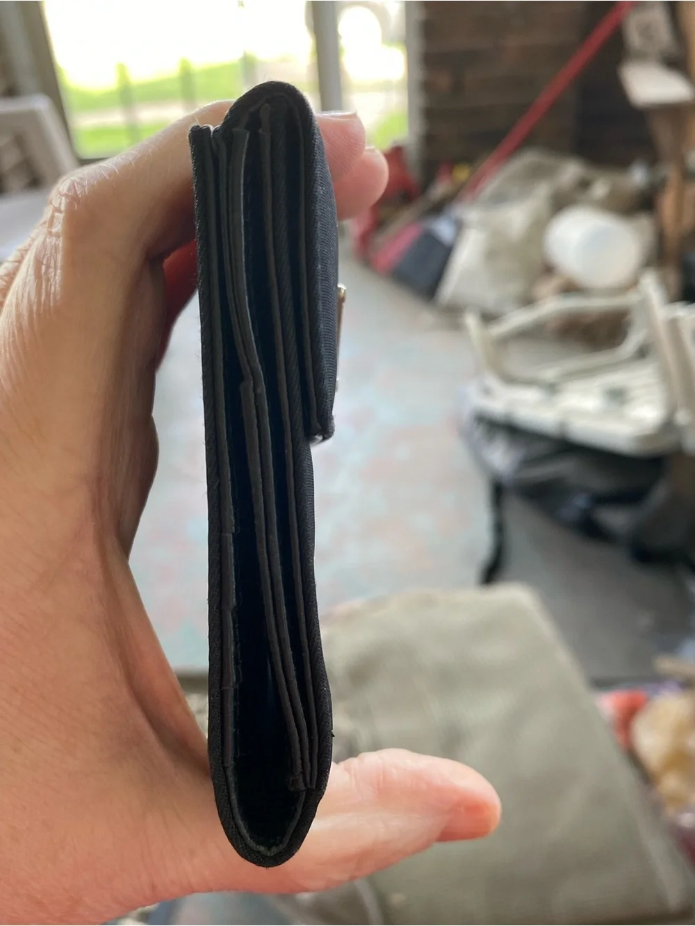 Prada Black Nylon Wallet with Gold Triangle Logo - Picture 3 of 9